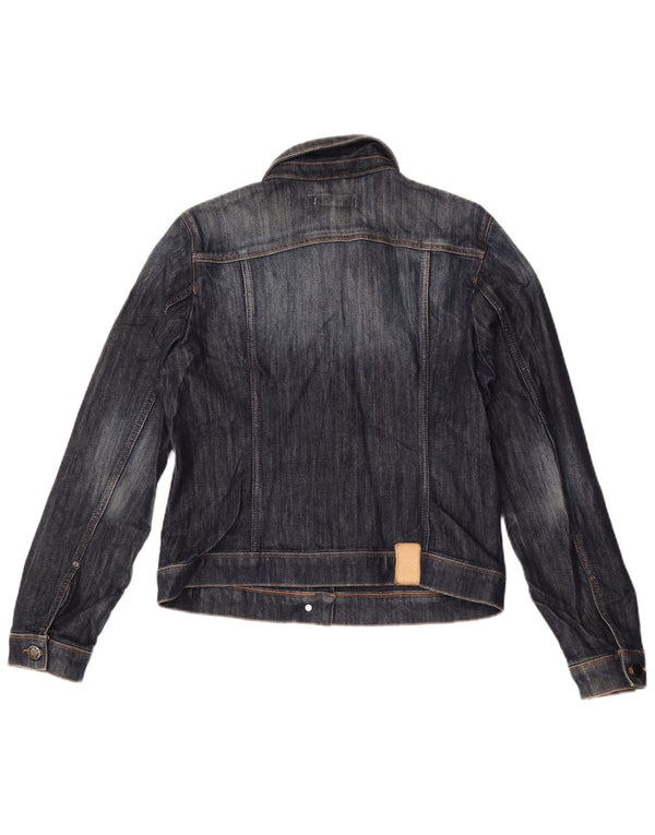 ZARA Dame Crop Denim Jacket UK 18 XL Navy Blue