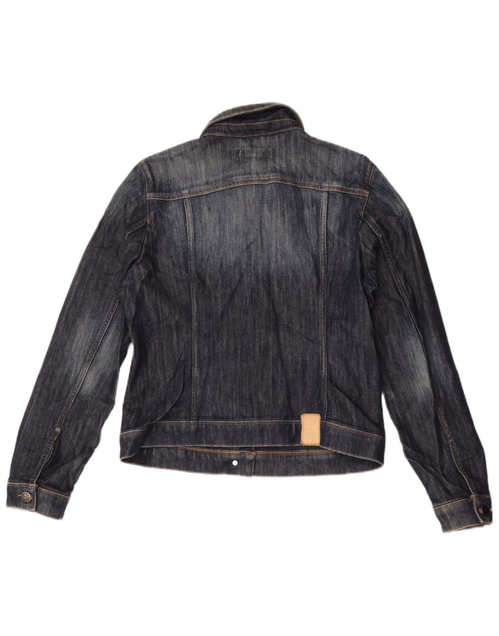ZARA Dame Crop Denim Jacket UK 18 XL Navy Blue