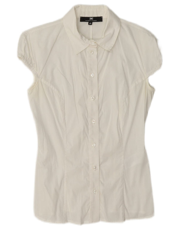 Elisabetta Franchi Dame Kortærmet Bluse IT 40 Small White