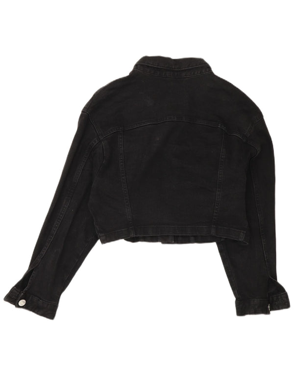 Zara Womens Crop Oversized denimjakke UK 14 Medium Black