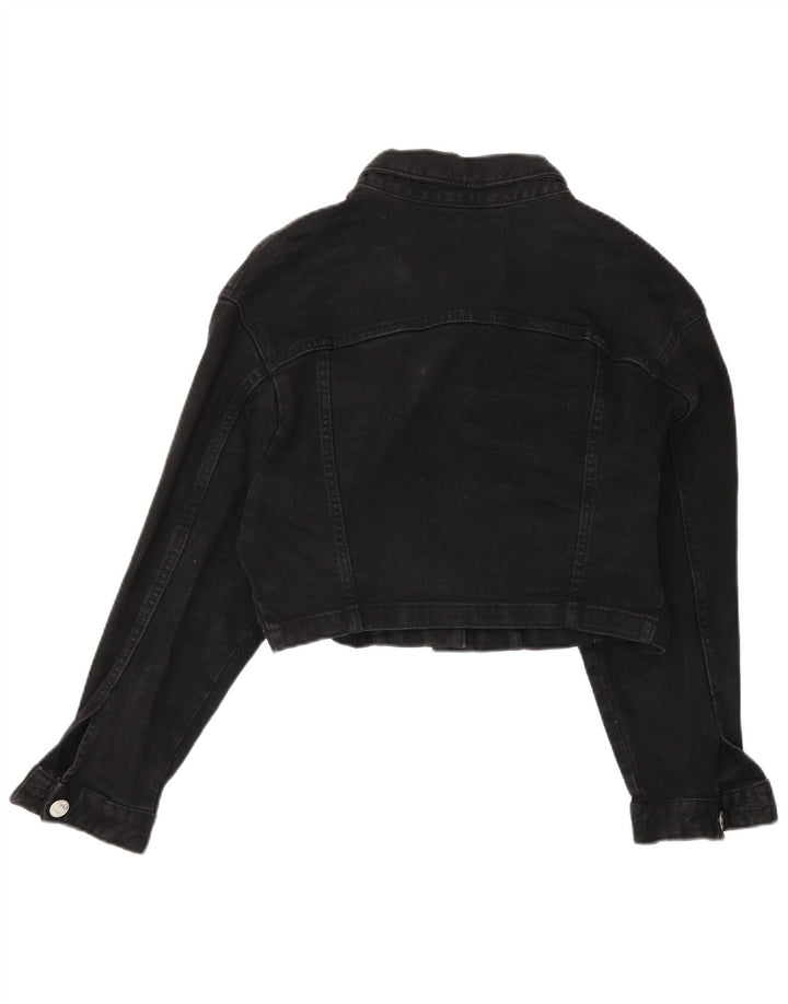 Zara Womens Crop Oversized denimjakke UK 14 Medium Black