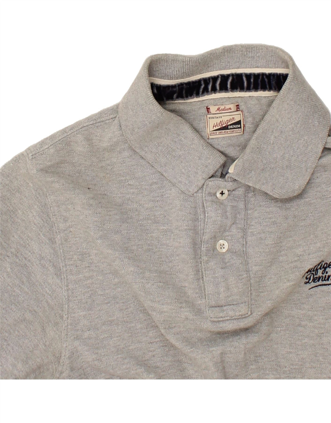 TOMMY HILFIGER Mens Polo Shirt Medium Grey Cotton Vintage Tommy Hilfiger and Second-Hand Tommy Hilfiger from Messina Hembry 