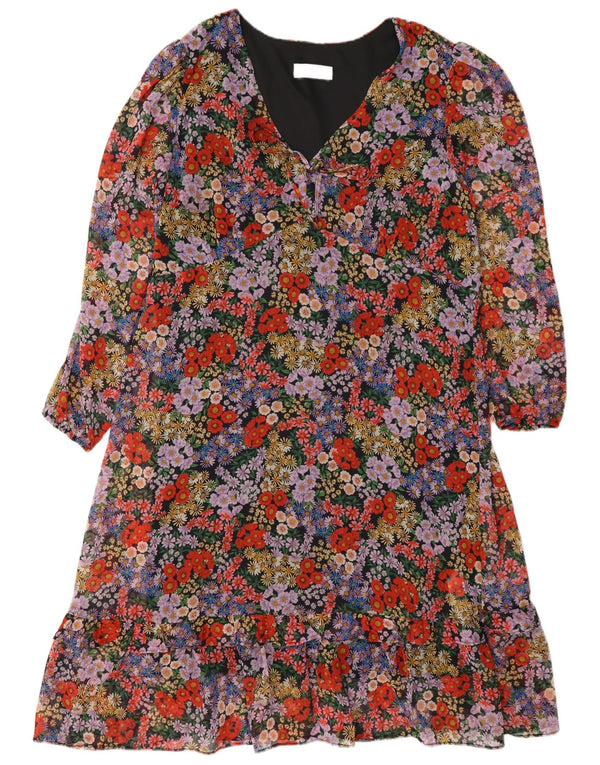 Wallis Dame Langærmet Tiered Kjole UK 18 XL Flerfarvet Floral