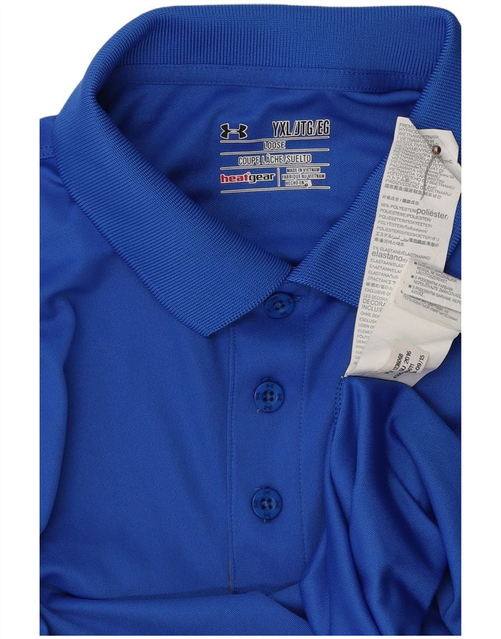 UNDER ARMOUR Boys Heat Gear Polo Shirt 13-14 år XL Blå Polyester
