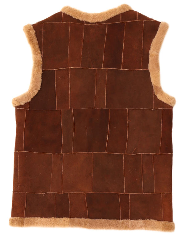 Vintage Herre Shearling Gilet UK 40 Large Brown