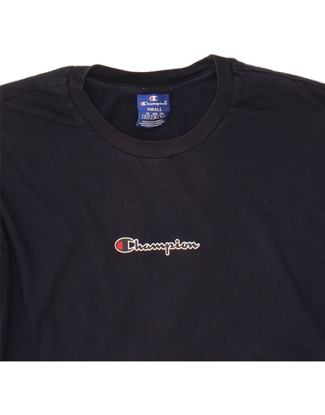 CHAMPION Mens Graphic T-Shirt Top Small Navy Blue Cotton Vintage Champion and Second-Hand Champion from Messina Hembry 