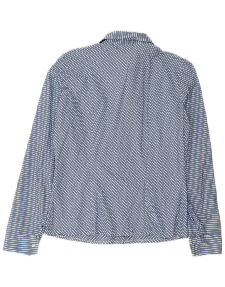 BENETTON Womens Shirt UK 16 Large Blue Striped Cotton