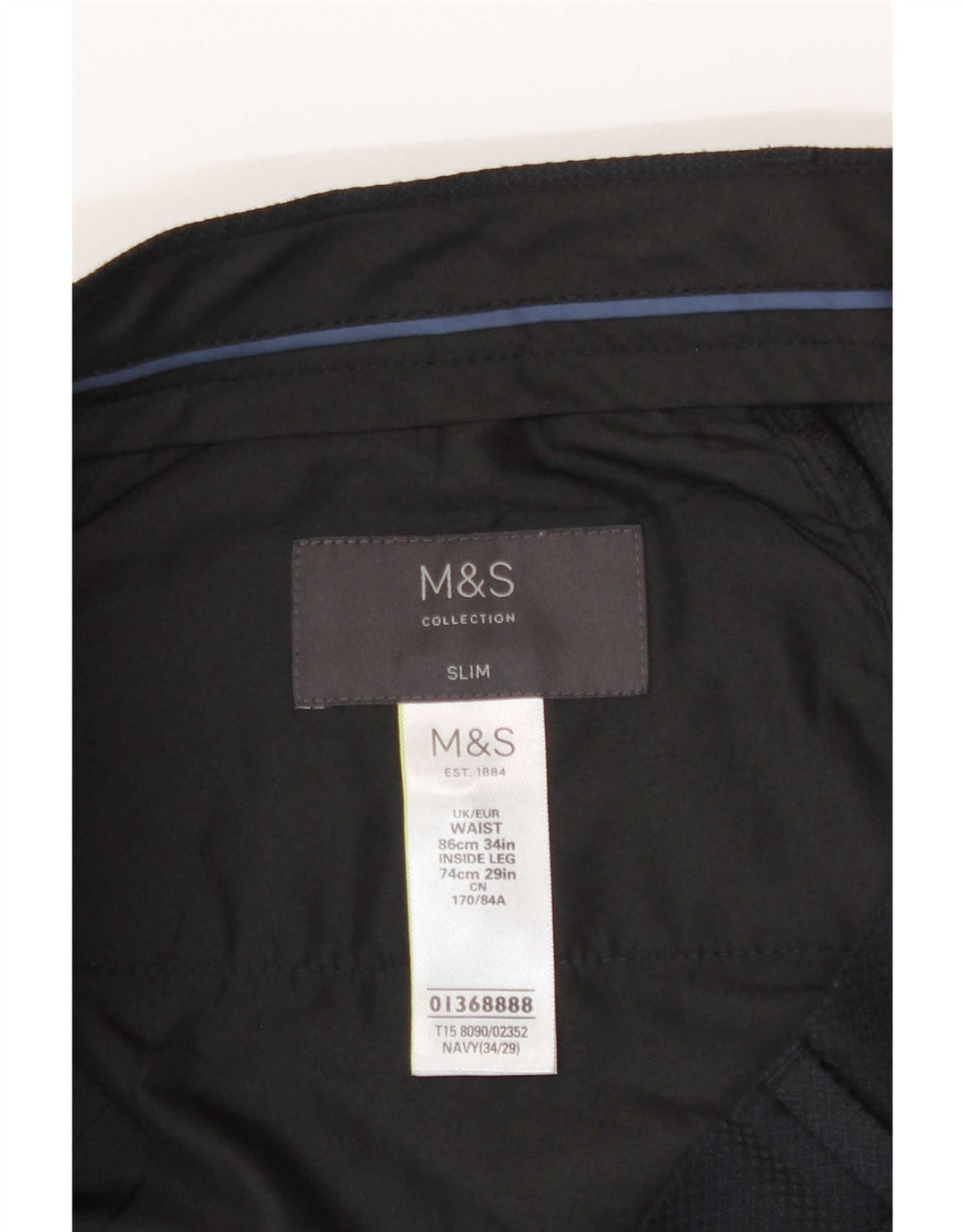 Marks & Spencer Herre Slim Fit Casual Bukser W34 L29 Marineblå Polyester