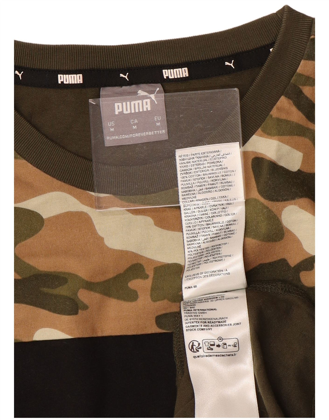 PUMA Herre grafisk T-shirt Top Medium Khaki Camouflage Bomuld