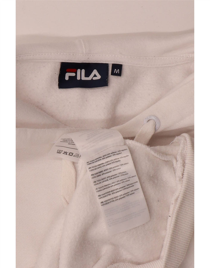FILA Womens Hoodie Jumper UK 14 Medium White Polyester