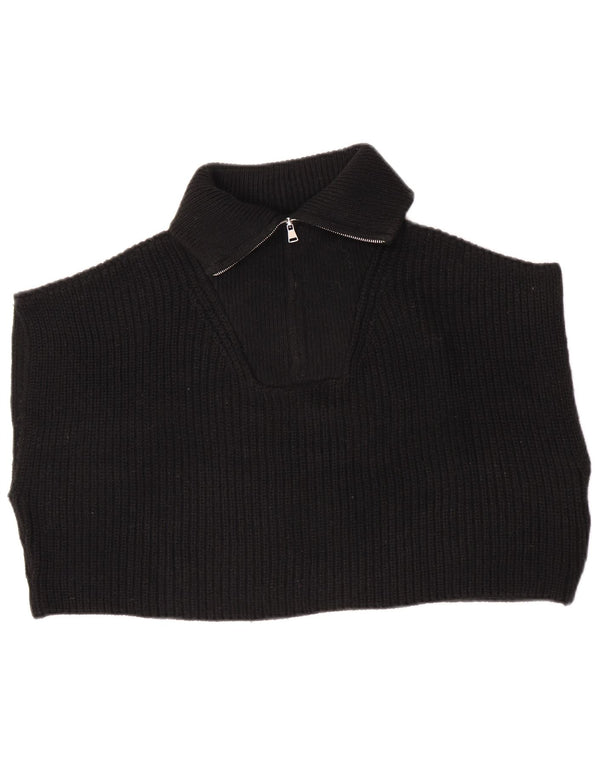 Zara Dame Oversized Crop Zip Neck Vest Tank Top UK 14 Medium Black