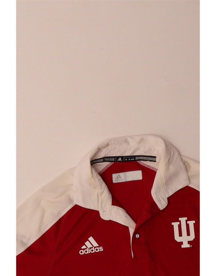 ADIDAS Mens Polo Shirt Medium Red Colourblock Polyester
