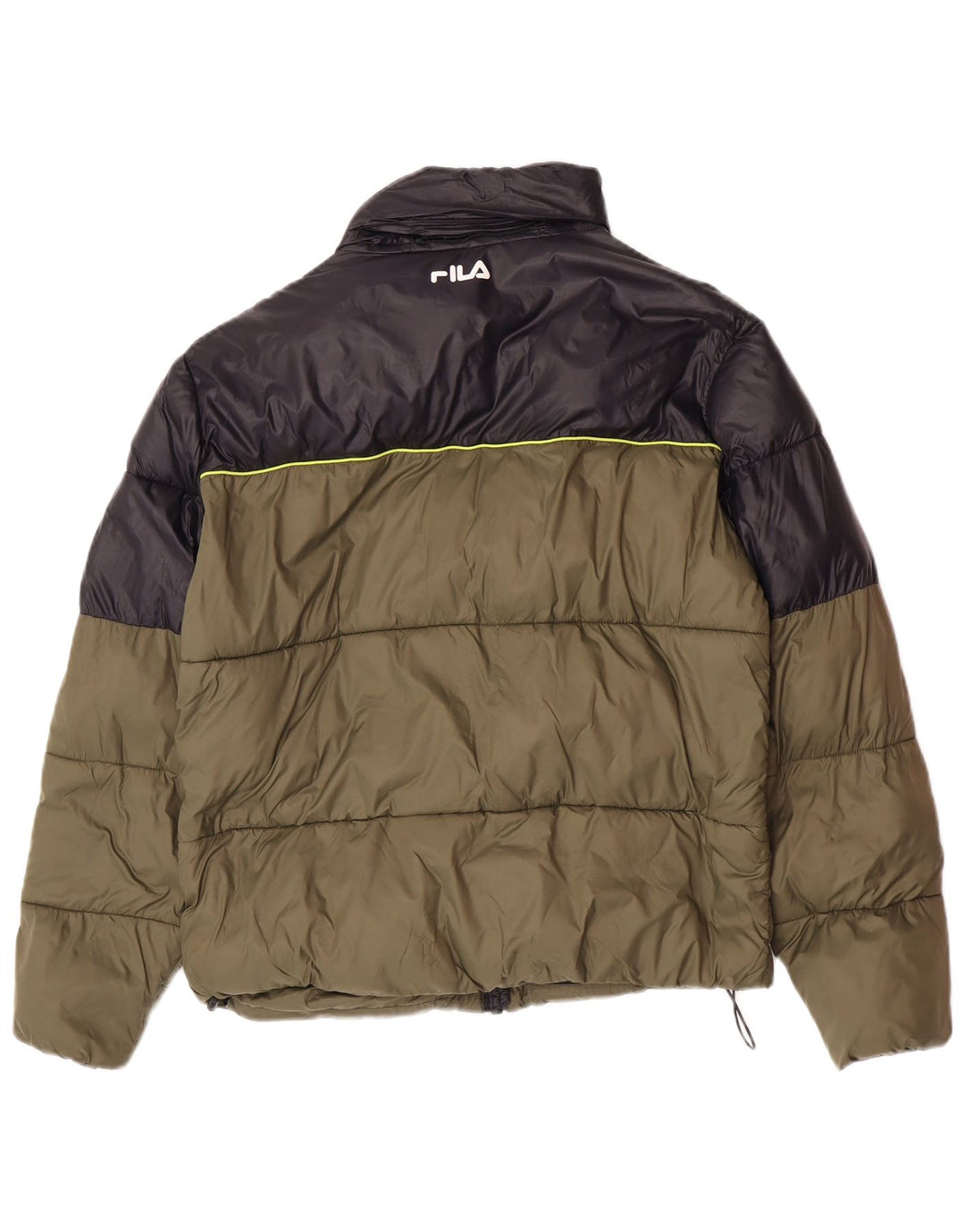 Fila Herre hættepolstret jakke UK 36 Small Khaki Colourblock Nylon