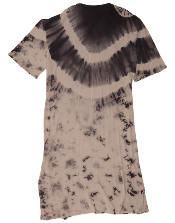 Zara Dame Oversized Maxi Dress UK 10 Small Grey Tie Dye Viscose
