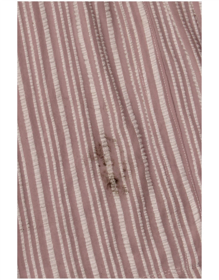 Zara Dame A-Line Kjole UK 14 Medium Pink Stribet Viscose