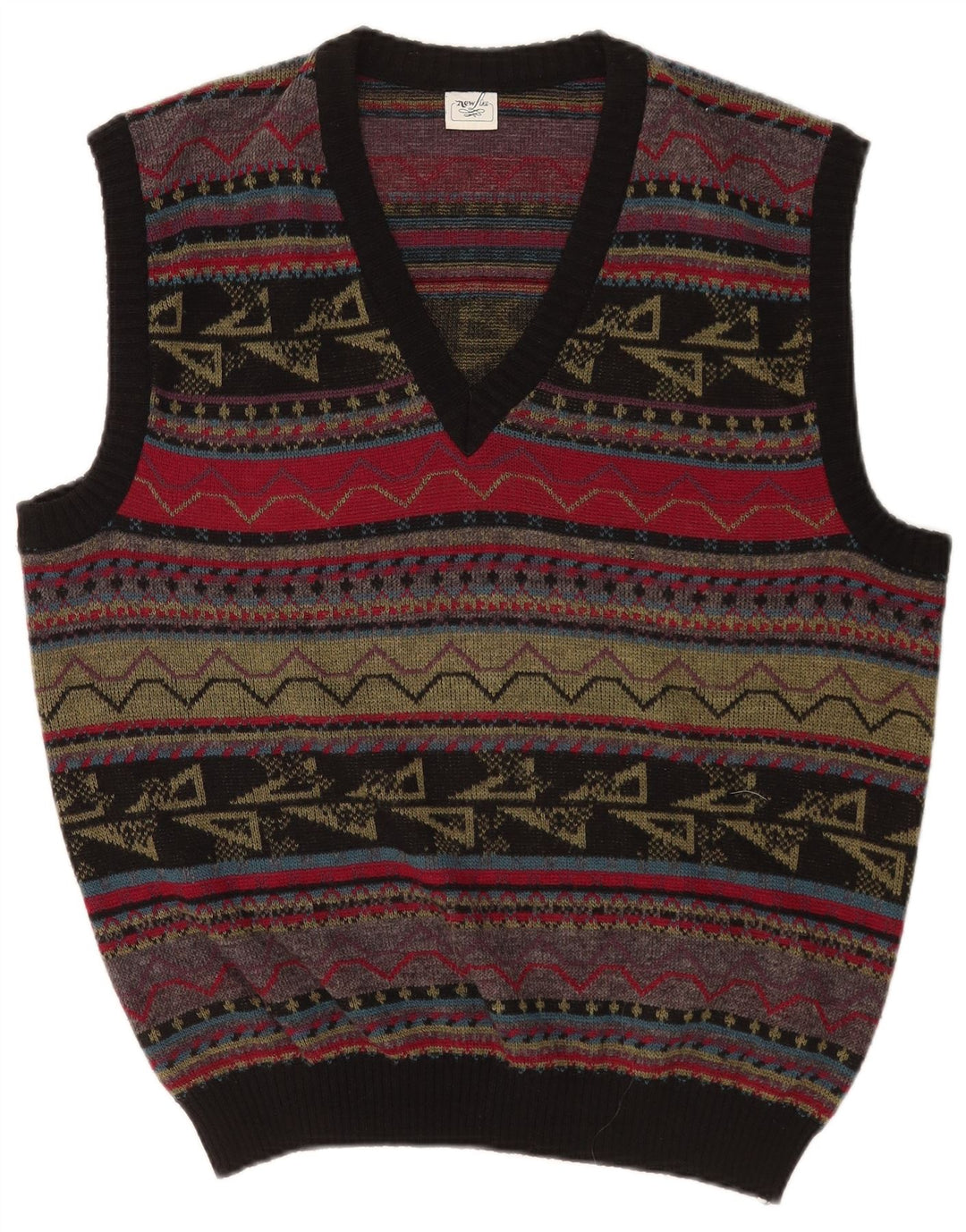 Vintage herrevest tanktop stor flerfarvet geometrisk akryl