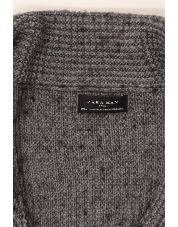 Zara Herre cardigan sweater Medium Grey Flecked Acryl