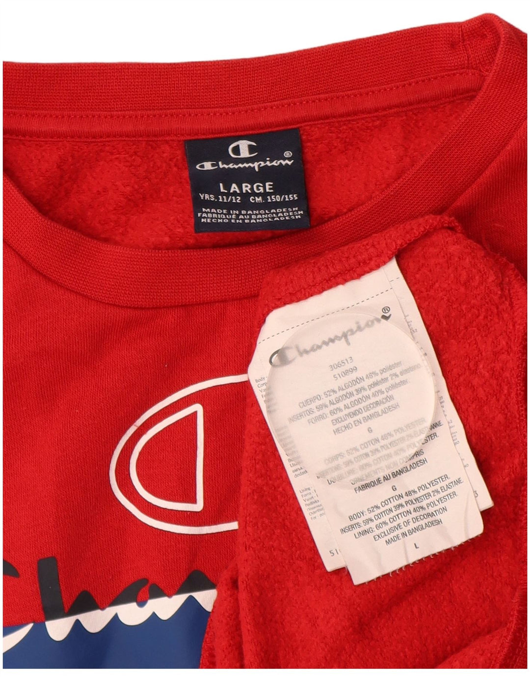 CHAMPION Boys Graphic Sweatshirt Jumper 11-12 Years Large Red Cotton