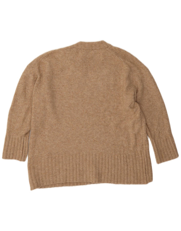 Zara Dame Loose Fit Jumper Sweater UK 14 Medium Beige Akryl