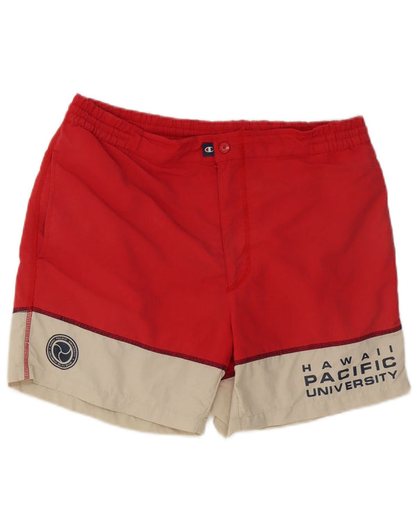 Champion Herre grafiske svømmeshorts Large Red Colourblock Hawaiian
