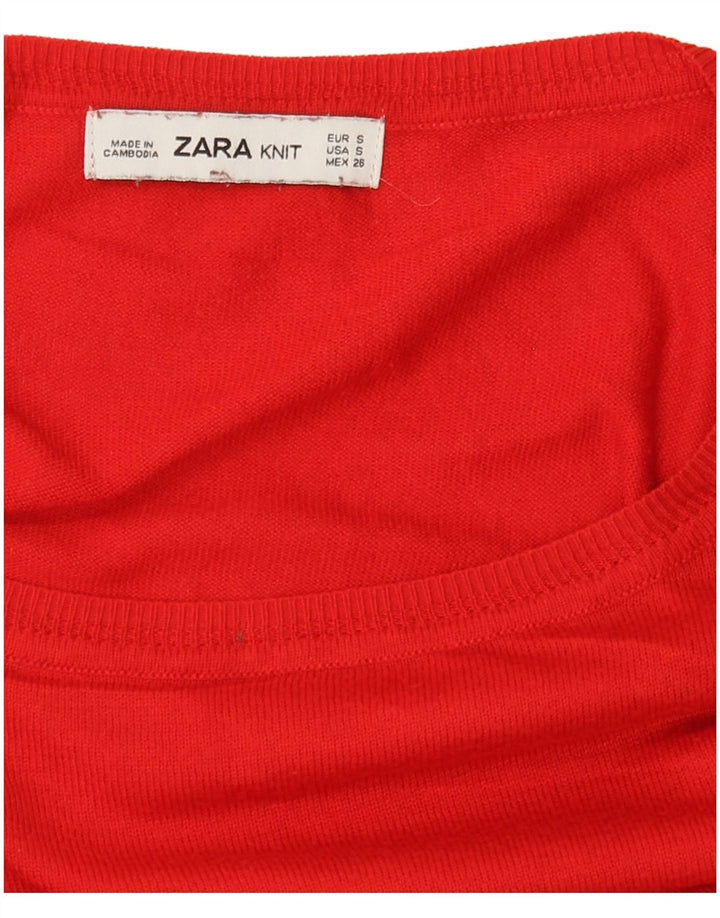 Zara Dame Oversized Boat Neck Jumper Sweater UK 10 Small Red