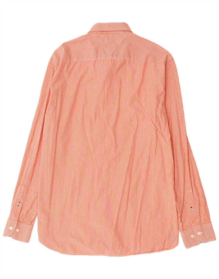 Tommy Hilfiger herreskjorte stor orange nålestribet bomuld