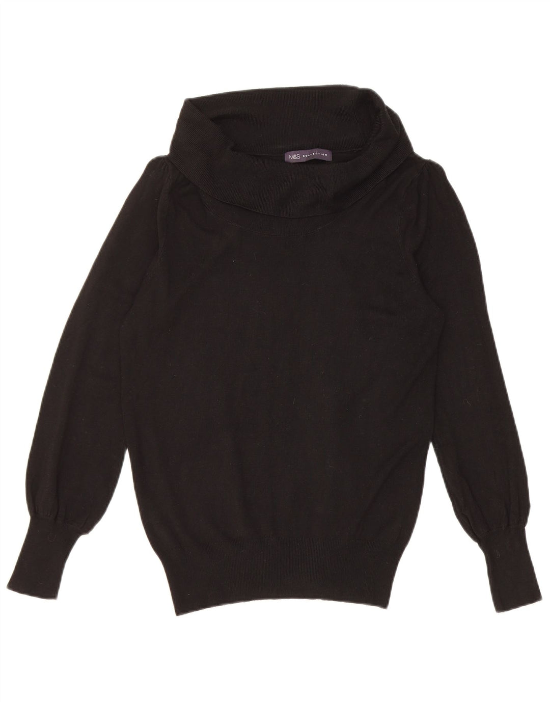 Marks & Spencer Dame Rullehals sweater UK 12 Medium Black Viscose