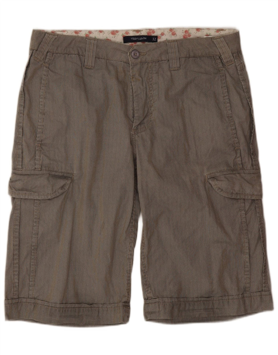 Teddy Smith Herre Cargo Shorts W32 mellemgrå nålestribet bomuld