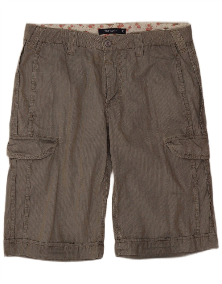 Teddy Smith Herre Cargo Shorts W32 mellemgrå nålestribet bomuld
