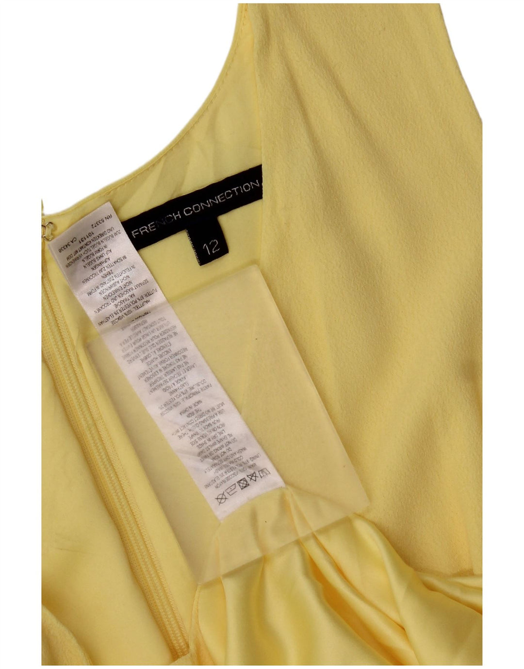 French Connection Dame ærmeløs Maxikjole UK 12 Medium Yellow Viscose