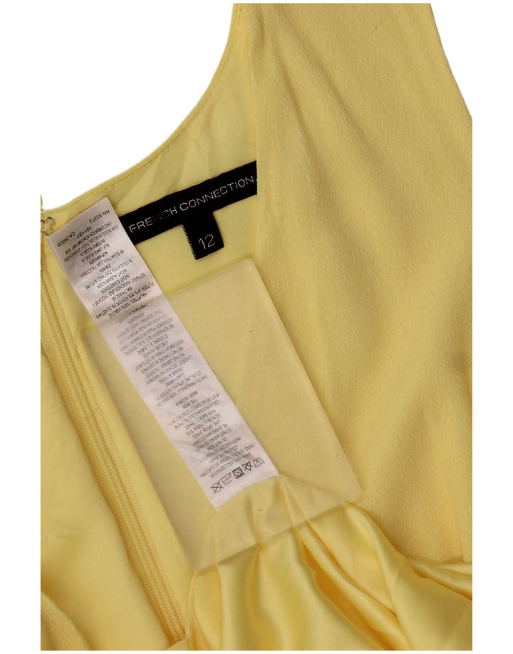 French Connection Dame ærmeløs Maxikjole UK 12 Medium Yellow Viscose