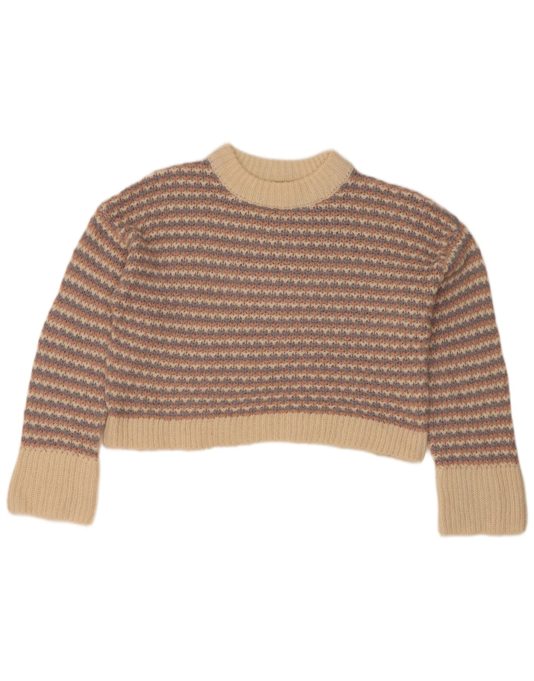 Topshop Dame Crop Turtle Neck Jumper Sweater UK 10 Small Multicolored