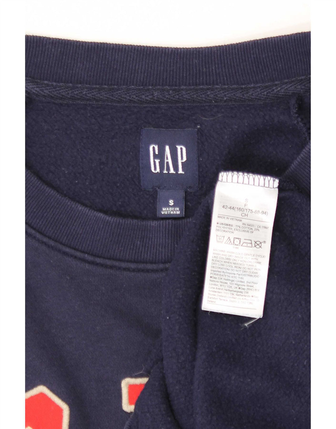 Gap Womens Crop Graphic Oversized Sweatshirt Jumper UK 10 Small Navy Blue