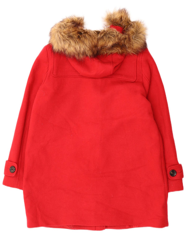 Marks & Spencer Dame Hooded Duffel Coat UK 14 Medium Rød Polyester
