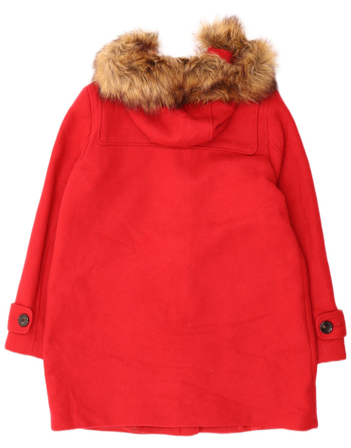 Marks & Spencer Dame Hooded Duffel Coat UK 14 Medium Rød Polyester