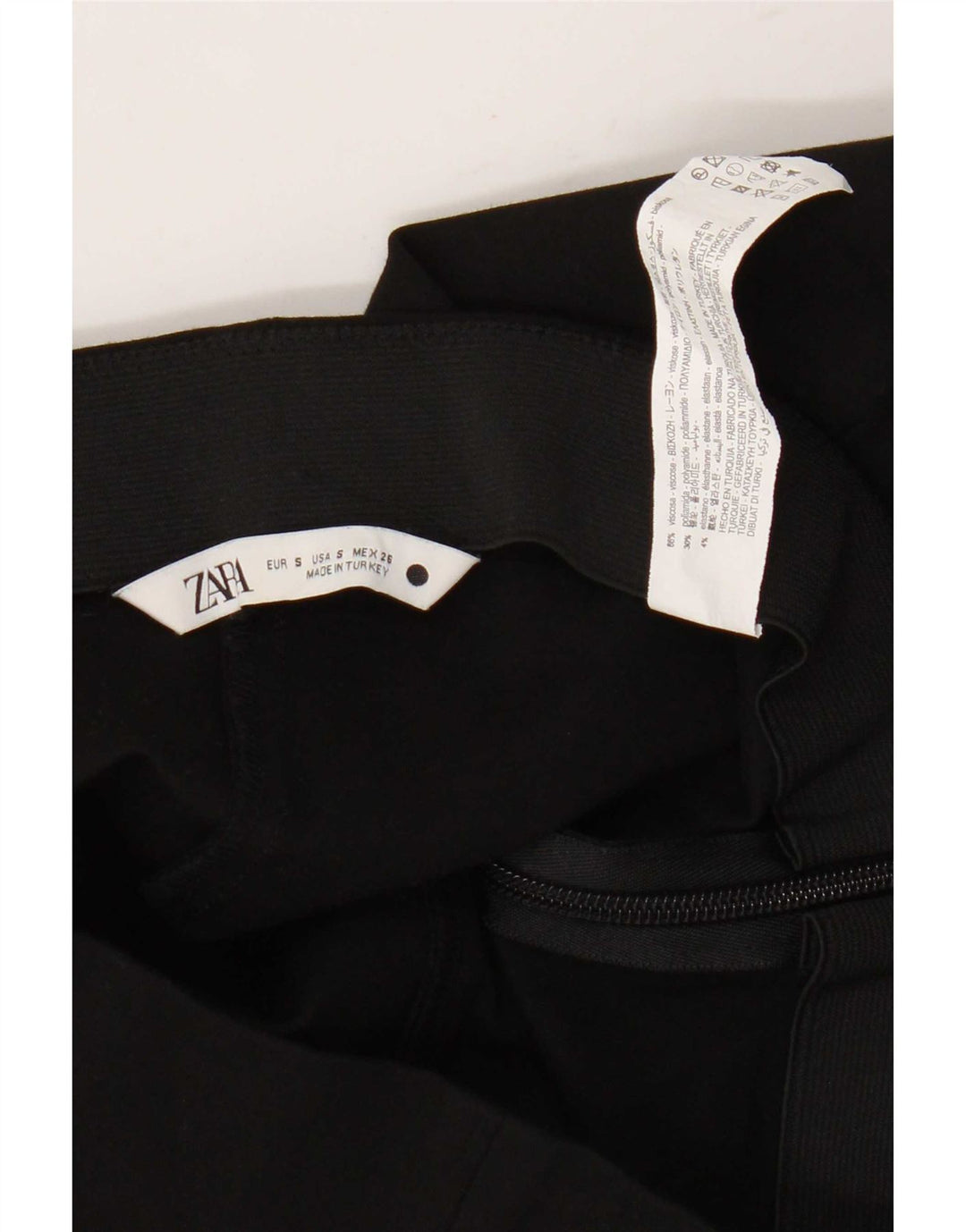 Zara Dame Bootcut Cropped Trousers Small W26 L26 Black Viscose