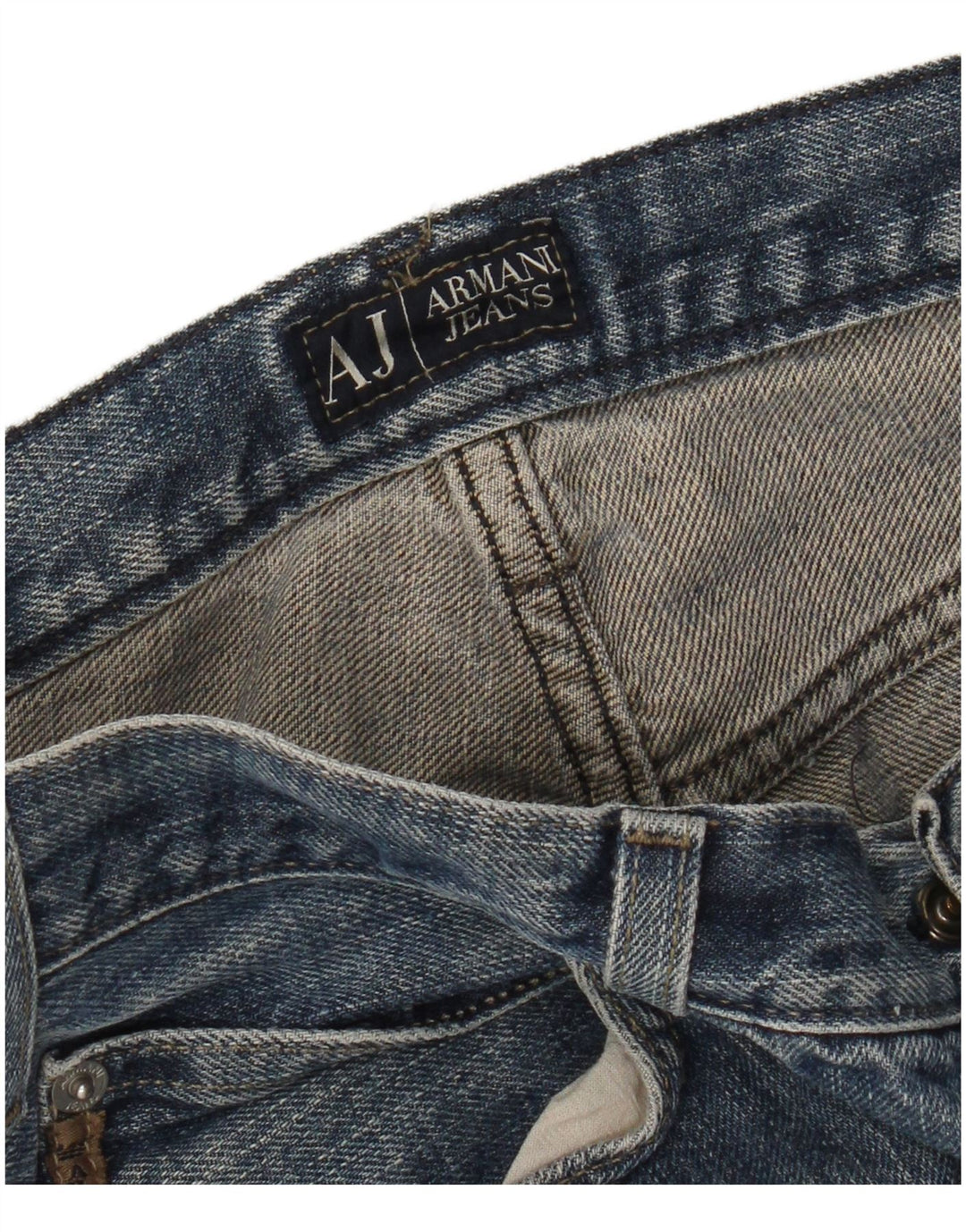 Armani Herre Distressed Straight Jeans W34 L32 Blå Bomuld