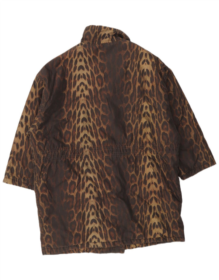 Preca Dame Oversized Double Breasted Coat IT 42 Medium Brown Animal Print