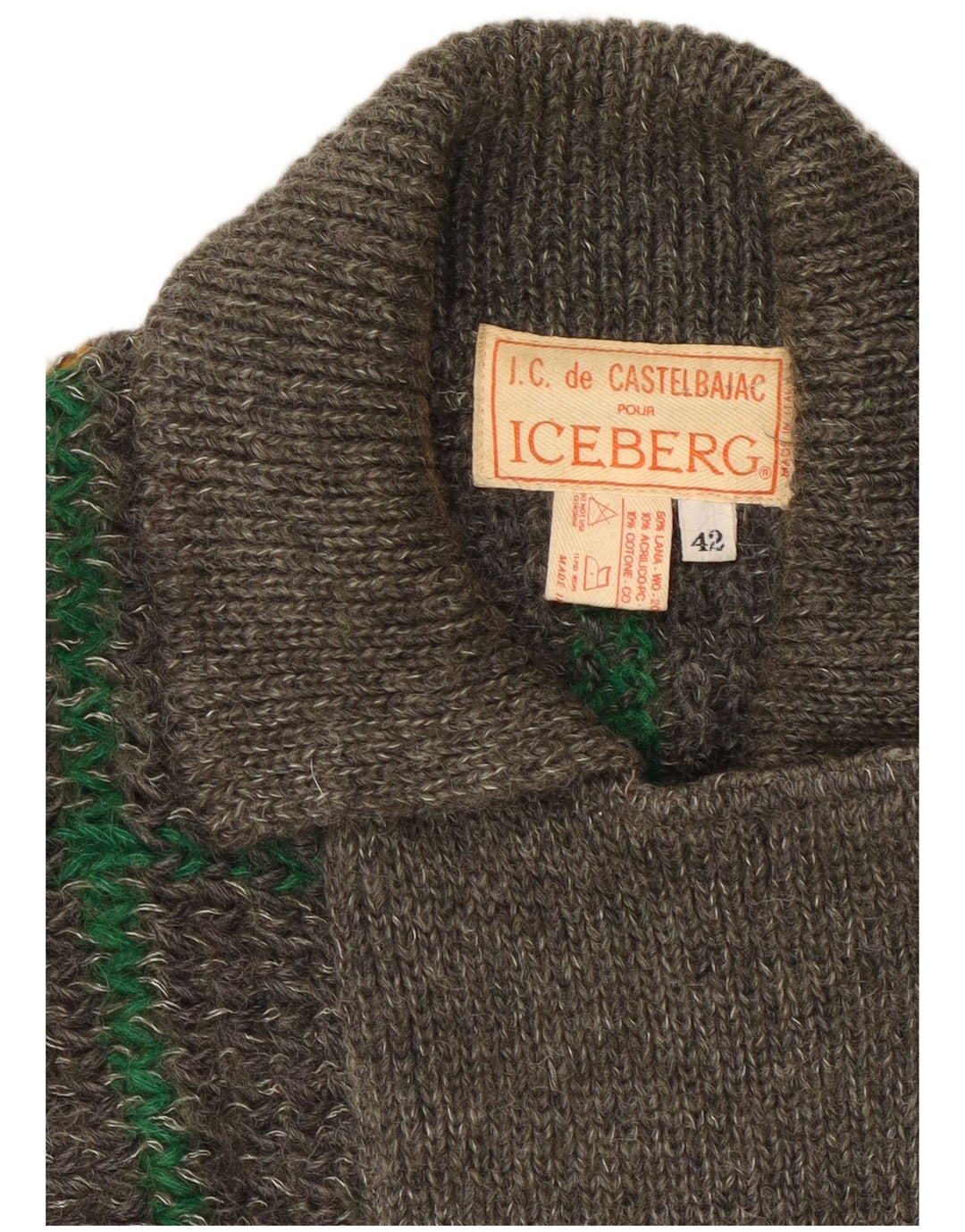 Iceberg Dame Cardigan Sweater IT 42 Mellemgrå ternet uld