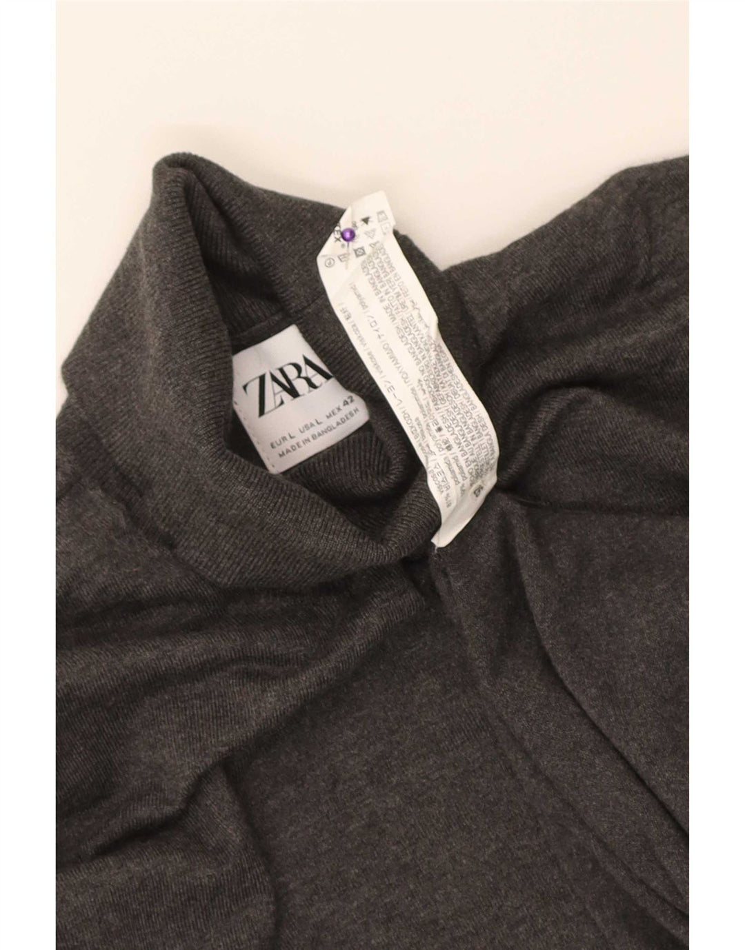 Zara Herre Rullehalstrøje Stor Grå Flecked Viscose