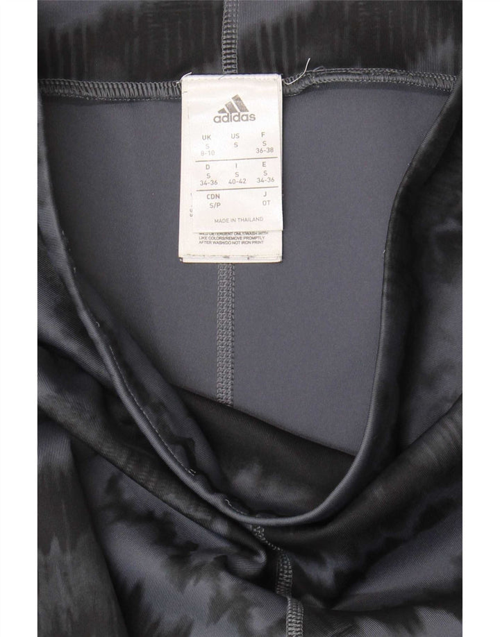 Adidas Dame Capri Leggings UK 8/10 Small Grey Tie Dye Polyester