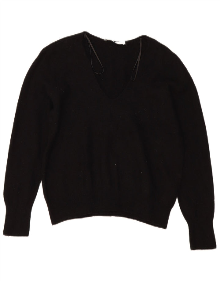 Zara Dame V-hals sweater UK 10 Lille sort uld