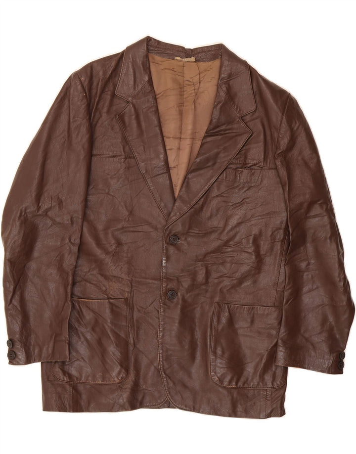 PICCINI Mens Leather Jacket UK 40 Large Brown Leather Vintage Piccini and Second-Hand Piccini from Messina Hembry 