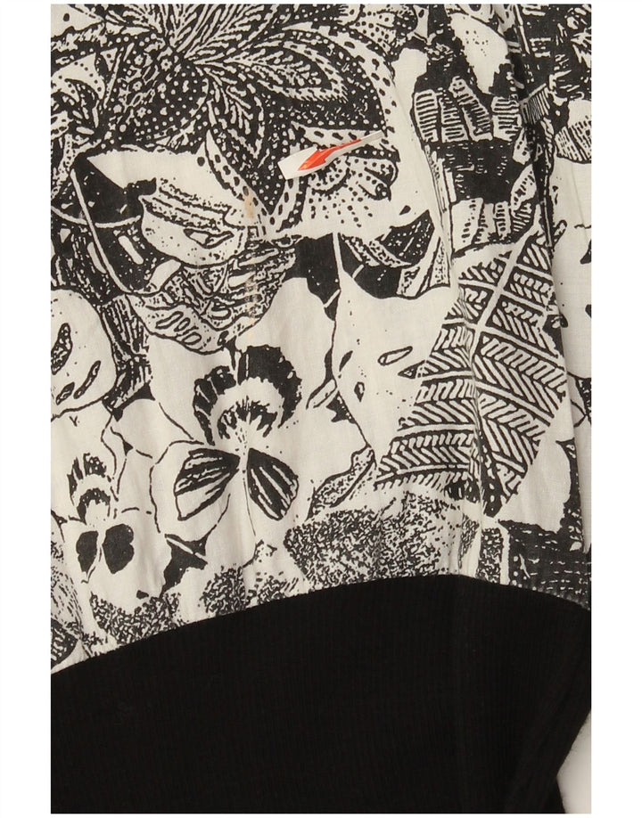Vintage Kvinder A-Line Kjole UK 12 Medium Grey Floral