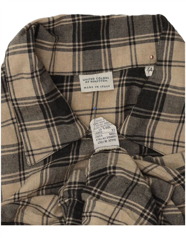 Benetton Dameskjorte IT 44 Medium Beige Plaid Viscose