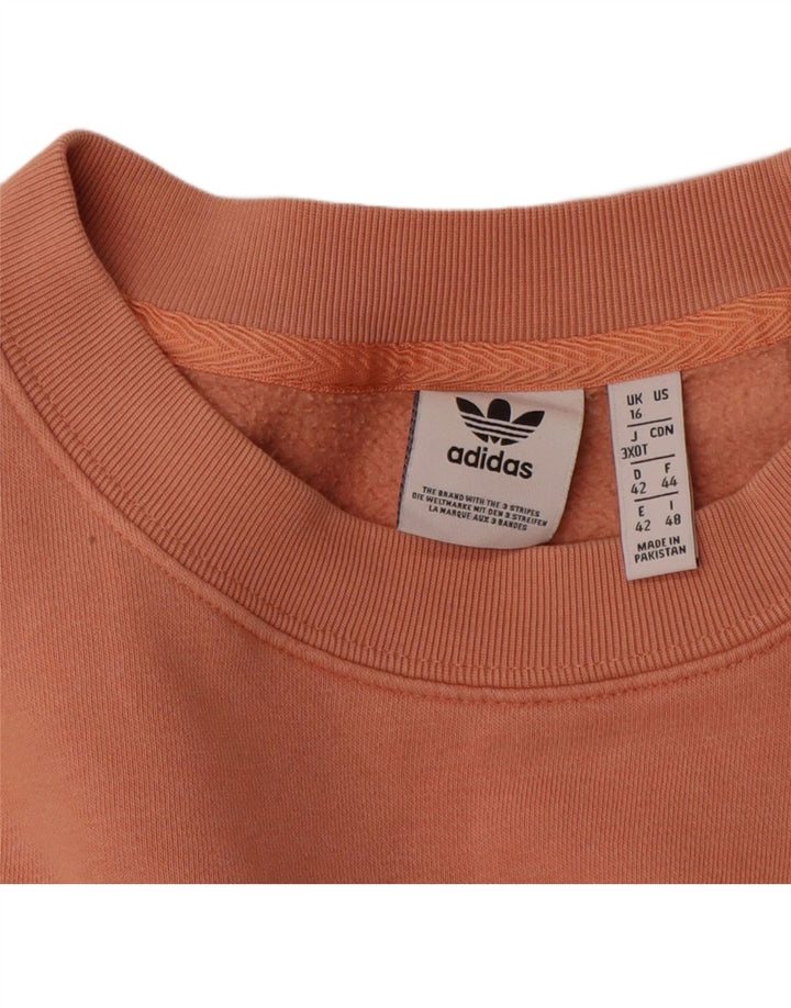 Adidas Dame Oversized Sweatshirt Jumper UK 16 Stor Orange Bomuld
