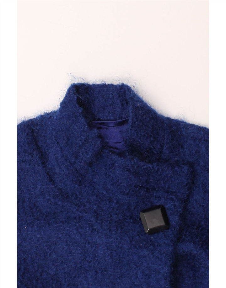 VINTAGE Womens Overcoat UK 14 Medium Navy Blue Vintage Vintage and Second-Hand Vintage from Messina Hembry 