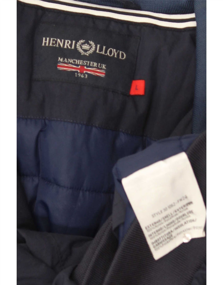 Henri Lloyd Herre Graphic Bomber Jacket UK 40 Large Navy Blue Nylon