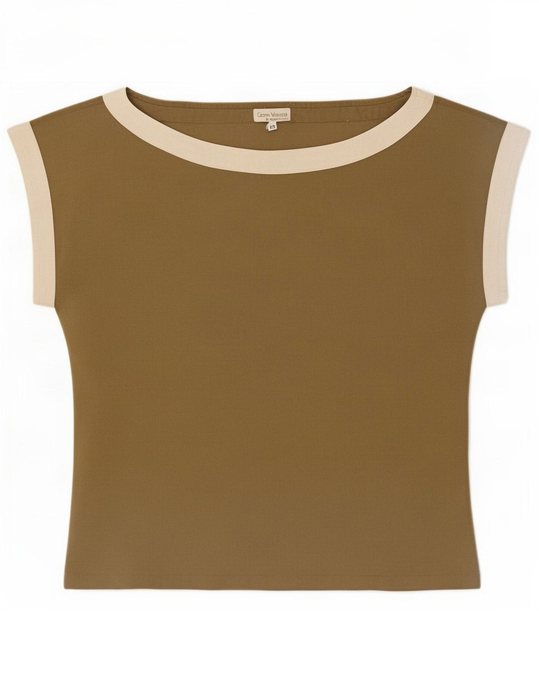 Gianni Versace Damebluse Top IT 44 Medium Khaki Colourblock Bomuld