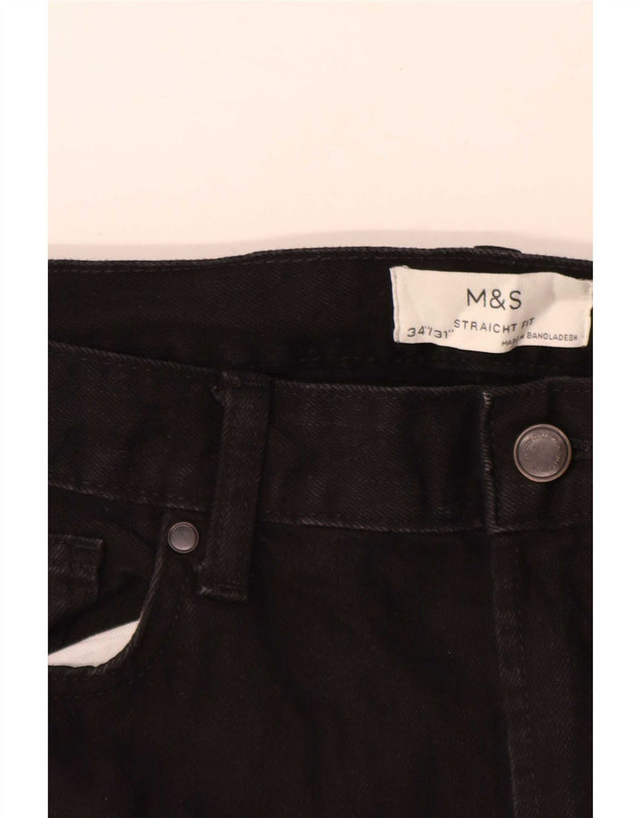 Marks & Spencer Straight Jeans til mænd W34 L31 Sort bomuld
